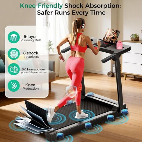 Walking Pad Treadmill with Handles Fitness Equipment Treadmills for Home Small,Upgrade 3.0HP Low Noise Under Desk Treadmill,350 LBS Capacity Foldable Walking Pad with LED Display in Saudi Arabia