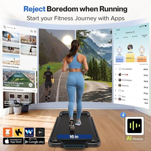 Foldable Treadmill with 10% Incline, 4 in 1 Compact Walking Pad Treadmill with Handle Bar for Home Small Spaces, 3.0HP Portable Quiet Under Desk Treadmills, 350 LBS Capacity, Smart APP, LED Display in Saudi Arabia