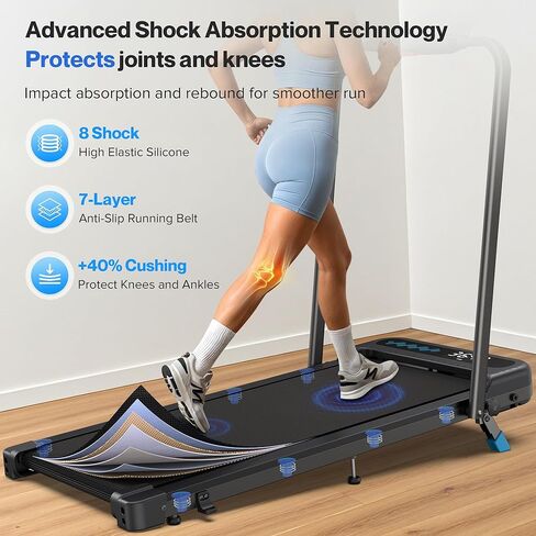 Foldable Treadmill with 10% Incline, 4 in 1 Compact Walking Pad Treadmill with Handle Bar for Home Small Spaces, 3.0HP Portable Quiet Under Desk Treadmills, 350 LBS Capacity, Smart APP, LED Display in Saudi Arabia