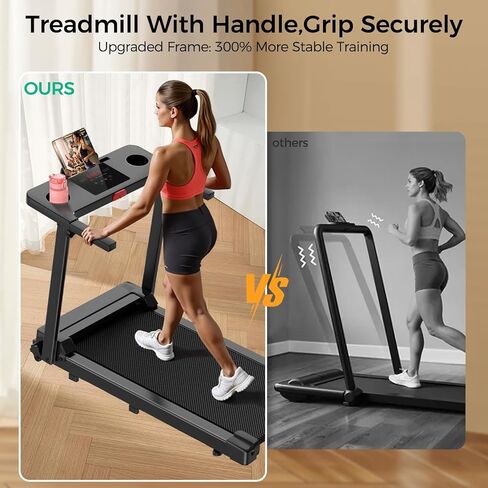 Walking Pad Treadmill with Handles Fitness Equipment Treadmills for Home Small,Upgrade 3.0HP Low Noise Under Desk Treadmill,350 LBS Capacity Foldable Walking Pad with LED Display in Saudi Arabia