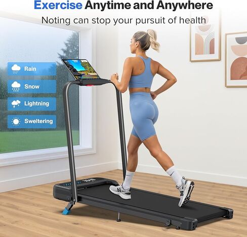 Foldable Treadmill with 10% Incline, 4 in 1 Compact Walking Pad Treadmill with Handle Bar for Home Small Spaces, 3.0HP Portable Quiet Under Desk Treadmills, 350 LBS Capacity, Smart APP, LED Display in Saudi Arabia