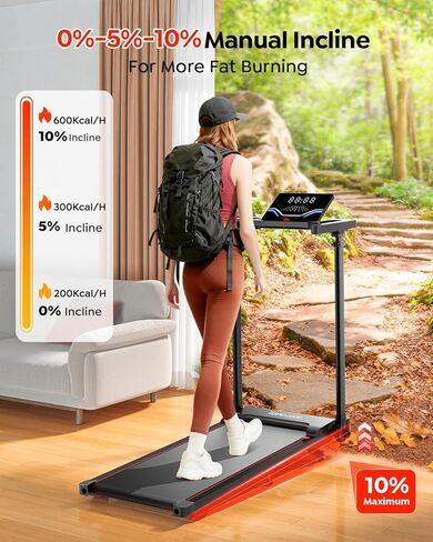 Walking Pad Treadmill with Incline 10%, Foldable Treadmill with Adjustable Handle Bar for Home, Portable Walking Pad with Desk Treadmills with App, Remote Control & LED Display in Kuwait