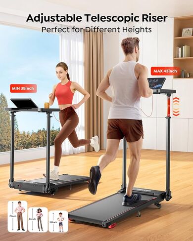 Walking Pad Treadmill with Incline 10%, Foldable Treadmill with Adjustable Handle Bar for Home, Portable Walking Pad with Desk Treadmills with App, Remote Control & LED Display in Kuwait