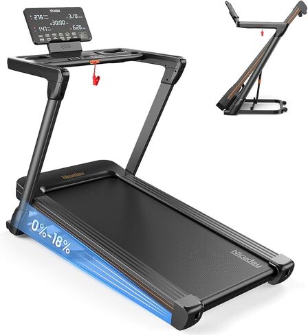 Niceday TM2 Incline Treadmill with 18% Auto Incline, Wide Belt Foldable Running Treadmills with Handles for Home 380 lb Capacity, 0.6-8.7MPH Indoor Running Machine for Home Gym, 3.0HP Quiet Brushless in Kuwait