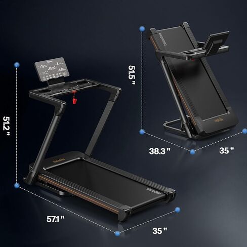 Niceday TM2 Incline Treadmill with 18% Auto Incline, Wide Belt Foldable Running Treadmills with Handles for Home 380 lb Capacity, 0.6-8.7MPH Indoor Running Machine for Home Gym, 3.0HP Quiet Brushless in Kuwait