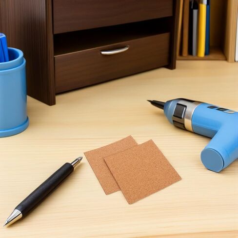 Garneck 20pcs Self Adhesive Cork Squares Non Slip Glass Table Bumpers Shock Absorber Pads for Desk Furniture Photo Frame Protection in Saudi Arabia