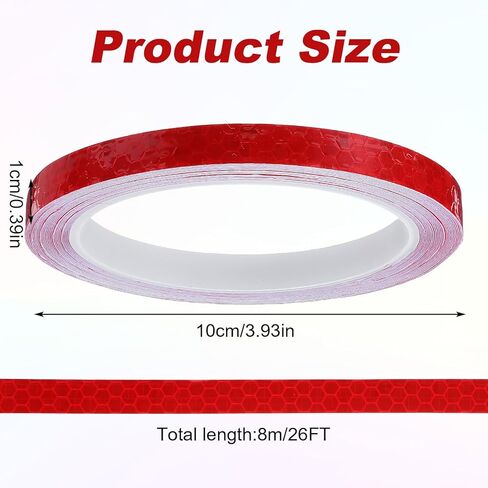 TIESOME Neon Reflective Tape 0.4In x 26 Feet, Safety Warning Glow in The Dark Tape High Viscosity Waterproof Durable Lasting Color Neon Tapes Outdoor DOT Auto Stickers for Bikes Trailers Trucks(Red) in Saudi Arabia
