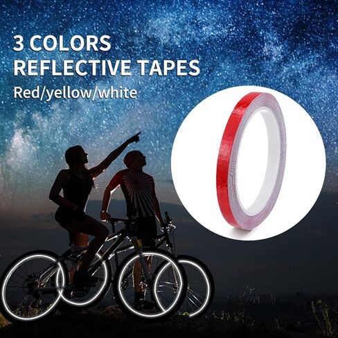 TIESOME Neon Reflective Tape 0.4In x 26 Feet, Safety Warning Glow in The Dark Tape High Viscosity Waterproof Durable Lasting Color Neon Tapes Outdoor DOT Auto Stickers for Bikes Trailers Trucks(Red) in Saudi Arabia
