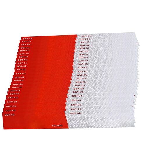 شريط عاكس 23 قطعة - 2 بوصة × 12 بوصة أحمر/أبيض DOT-C2 ملصقات أمان مقاومة للماء، شريط لاصق ذاتي اللصق عاكس عالي القوة للشاحنات والقوارب وعلامات التحذير الخارجية in Kuwait