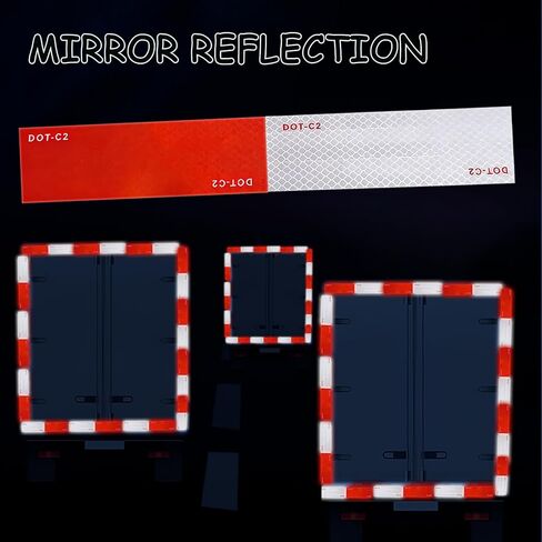 شريط عاكس 23 قطعة - 2 بوصة × 12 بوصة أحمر/أبيض DOT-C2 ملصقات أمان مقاومة للماء، شريط لاصق ذاتي اللصق عاكس عالي القوة للشاحنات والقوارب وعلامات التحذير الخارجية in Kuwait