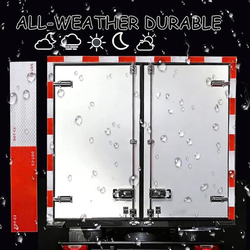 شريط عاكس 23 قطعة - 2 بوصة × 12 بوصة أحمر/أبيض DOT-C2 ملصقات أمان مقاومة للماء، شريط لاصق ذاتي اللصق عاكس عالي القوة للشاحنات والقوارب وعلامات التحذير الخارجية in Kuwait