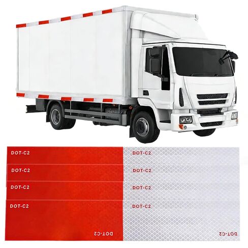 شريط عاكس 23 قطعة - 2 بوصة × 12 بوصة أحمر/أبيض DOT-C2 ملصقات أمان مقاومة للماء، شريط لاصق ذاتي اللصق عاكس عالي القوة للشاحنات والقوارب وعلامات التحذير الخارجية in Kuwait