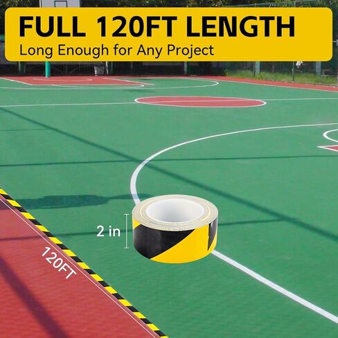 شريط تحذير من المخاطر باللون الأسود والأصفر مقاس 2 بوصة × 120 قدم، شريط تحذير من القماش شديد التحمل لوضع علامات على الأرضيات والممرات في المستودعات وصالات الألعاب الرياضية ومواقع العمل، لاصق قوي، مقاوم للاهتراء in Kuwait