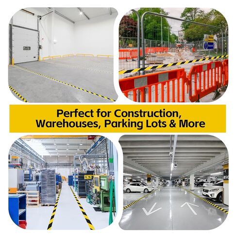 شريط تحذير من المخاطر باللون الأسود والأصفر مقاس 2 بوصة × 120 قدم، شريط تحذير من القماش شديد التحمل لوضع علامات على الأرضيات والممرات في المستودعات وصالات الألعاب الرياضية ومواقع العمل، لاصق قوي، مقاوم للاهتراء in Kuwait