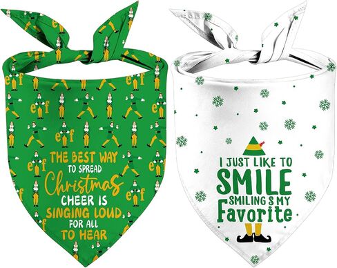 Christmas Dog Bandanas, Snowman and Lamp String Merry Christmas Dogs Scarf Reversible 2 Pack Holiday New Year Puppy Dog Kerchief Pet Gifts (Christmas-02) in Kuwait