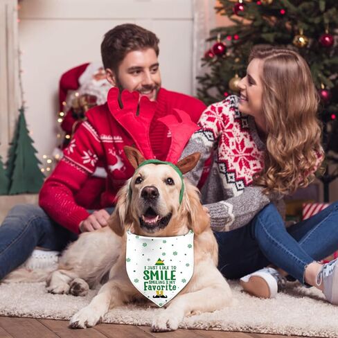 Christmas Dog Bandanas, Snowman and Lamp String Merry Christmas Dogs Scarf Reversible 2 Pack Holiday New Year Puppy Dog Kerchief Pet Gifts (Christmas-02) in Kuwait