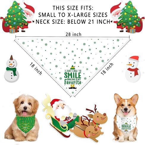 Christmas Dog Bandanas, Snowman and Lamp String Merry Christmas Dogs Scarf Reversible 2 Pack Holiday New Year Puppy Dog Kerchief Pet Gifts (Christmas-02) in Kuwait