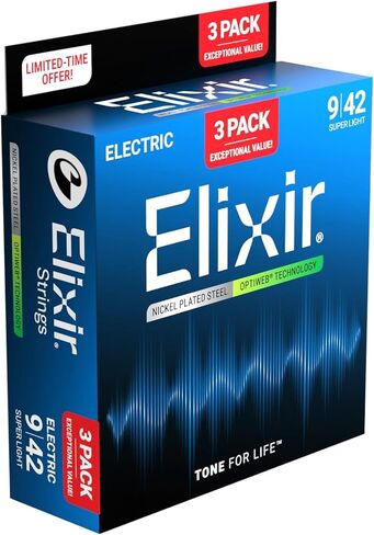 أوتار جيتار كهربائي OPTIWEB Light 16571 من Elixir .009-.042 (3 عبوات 19002) in Saudi Arabia