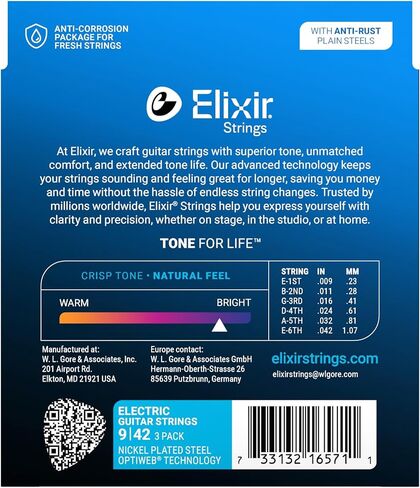 أوتار جيتار كهربائي OPTIWEB Light 16571 من Elixir .009-.042 (3 عبوات 19002) in Saudi Arabia