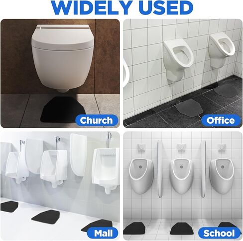 12 Pcs Urinal Mats, TPR Non-Slip Washable Disposable Urinal Pads, Water Absorption Odor Eliminating Floor Mats for Men's Bathroom Restroom Commercial, 20.5 x 17.7 Inches (Black, Gray) in Saudi Arabia