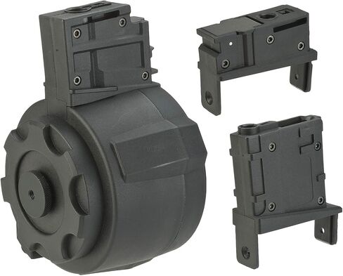 Evike Airsoft - Angel Custom 1500 Round Firestorm AEG Airsoft Drum Flashmag (الموديل: مجموعة الحزمة/أسود) in Kuwait