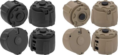 Evike Airsoft - Angel Custom 1500 Round Firestorm AEG Airsoft Drum Flashmag (الموديل: مجموعة الحزمة/أسود) in Kuwait