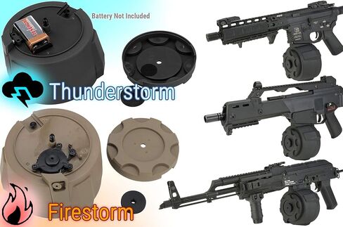 Evike Airsoft - Angel Custom 1500 Round Firestorm AEG Airsoft Drum Flashmag (Model: M4 / Black) in Kuwait