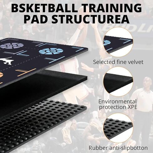 Portable Basketball Footwork Training Mat,Non-Slip Footwork Agility Mat for All basketball enthusiasts,Durable basketball footwork training equipment suitable for all ages, effectively enhancing speed, strength, and coordination. in Kuwait