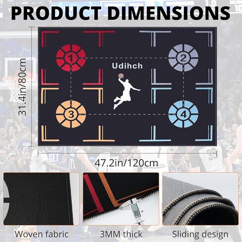 Portable Basketball Footwork Training Mat,Non-Slip Footwork Agility Mat for All basketball enthusiasts,Durable basketball footwork training equipment suitable for all ages, effectively enhancing speed, strength, and coordination. in Kuwait