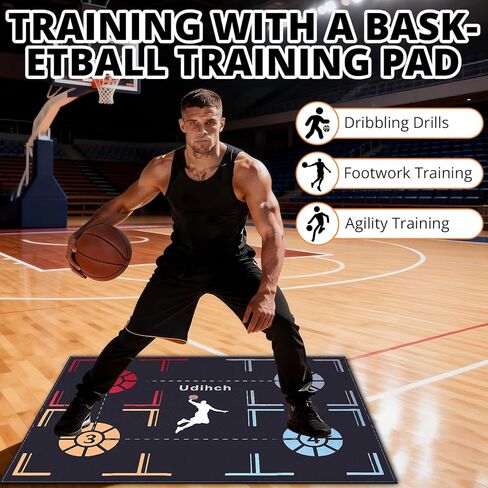Portable Basketball Footwork Training Mat,Non-Slip Footwork Agility Mat for All basketball enthusiasts,Durable basketball footwork training equipment suitable for all ages, effectively enhancing speed, strength, and coordination. in Kuwait