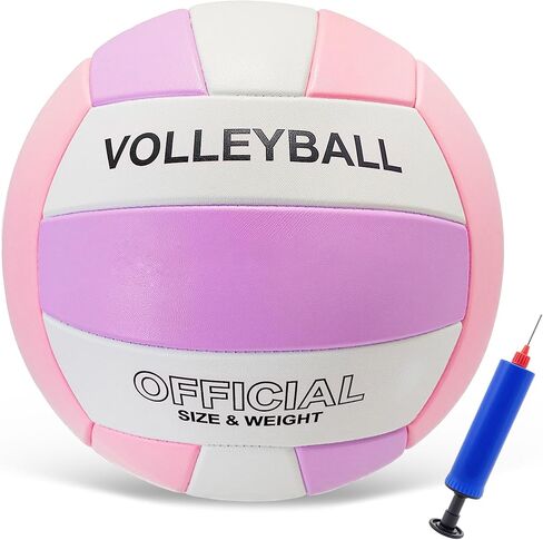 Volleyball Official Size 5 for Indoor Outdoor, Thicker PU Soft Beach Volleyball for Girls Boys Teenager Adults Beach Game Gym Training Beginner (Pink Purple White) in Saudi Arabia