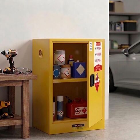 خزانة تخزين قابلة للاشتعال سعة 20 جالون، خزانة إطفاء مقاس 24 بوصة × 19 بوصة × 19 بوصة مع كابل تأريض ESD، رف قابل للتعديل من الفولاذ المقاوم للصدأ وخزانة أمان قابلة للاشتعال لتخزين المواد الكيميائية (24 بوصة × 19 بوصة × 19 بوصة) in Kuwait