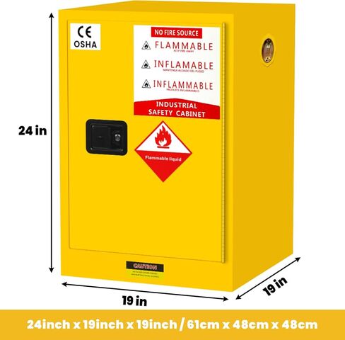 خزانة تخزين قابلة للاشتعال سعة 20 جالون، خزانة إطفاء مقاس 24 بوصة × 19 بوصة × 19 بوصة مع كابل تأريض ESD، رف قابل للتعديل من الفولاذ المقاوم للصدأ وخزانة أمان قابلة للاشتعال لتخزين المواد الكيميائية (24 بوصة × 19 بوصة × 19 بوصة) in Kuwait