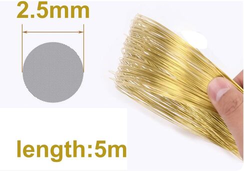 Round Brass Wire,Gold,for Crafts Making,5M Length,1.6mm(2.5mm) in Saudi Arabia