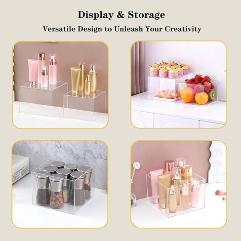 6 Pcs Buffet Risers and Stands, Food Risers Display Stands for Buffet Table, Acrylic Risers Display Stands for Catering Dessert, Party, Collectibles, Clear Cube Boxes Display with Hollow Bottoms (8" 7" 6" 5" 4" 3") (Clear) in Saudi Arabia