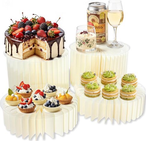 6 عبوات من حاملات البوفيه، حوامل عرض الكعك القابلة للطي من الأكريليك والكرتون لطاولة الحلوى، وأعمدة رفع الكيك الطويلة لحفلات الزفاف وأعياد الميلاد وتزيين الحفلات - حوامل حلوى متعددة المستويات للكب كيك والمكافآت والعرض in Kuwait