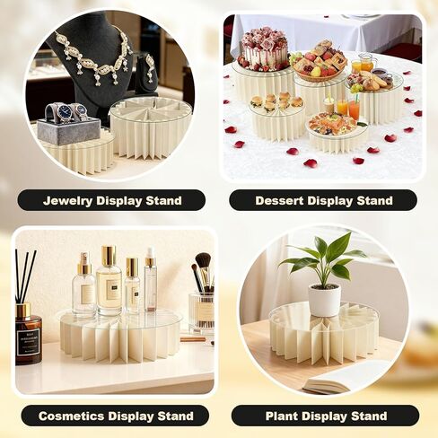 8 Pack Foldable Risers For Table Display, Thick Acrylic & Cardboard Foldable Cake Risers, Complete Multi-Level Display Solution for Wedding, Birthday, Party & DIY Dessert Tables(champagne) in Saudi Arabia