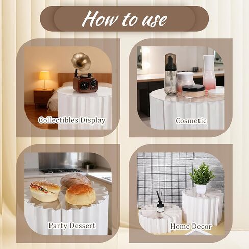 6 Pcs Foldable Multi-Height Buffet Risers and Stands, 12" Food Risers for Buffet Table, White Cardboard Cylinder Stands with Acrylic Plates, Tall Cake Stand Cupcake Stand for Party, 4"/8" H in Saudi Arabia