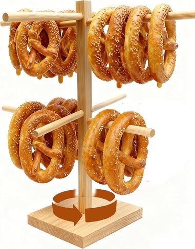 Pretzel Stand,Rotatable Pretzel Holder Wooden,Multifunctional Donut/Bagel/Pretzels Holder Stands Display For Oktoberfest Party,Hanging Sausage stand in Kuwait