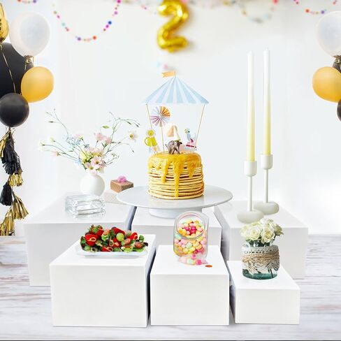 6 قطع من حاملات وحوامل البوفيه، حوامل عرض أكريليك بيضاء، حوامل الحلوى للطاولة، حاملات عرض الطعام للحفلات، تقديم الطعام، الزفاف، المجوهرات والمقتنيات (10 بوصة 9 بوصة 8 بوصة 7 بوصة 6 بوصة 5 بوصة) in Kuwait