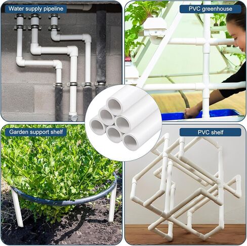 15 حزمة من أنابيب SCH40 PVC مقاس 3/4 بوصة × 17 بوصة، بطول 1.41 قدم، أنابيب سباكة بيضاء من PVC للمياه، والمشروعات اليدوية، وإطارات الحدائق، والدفيئة، والحديقة والاستخدام الصناعي - مقطوعة مسبقًا مع القفازات المتضمنة in Kuwait