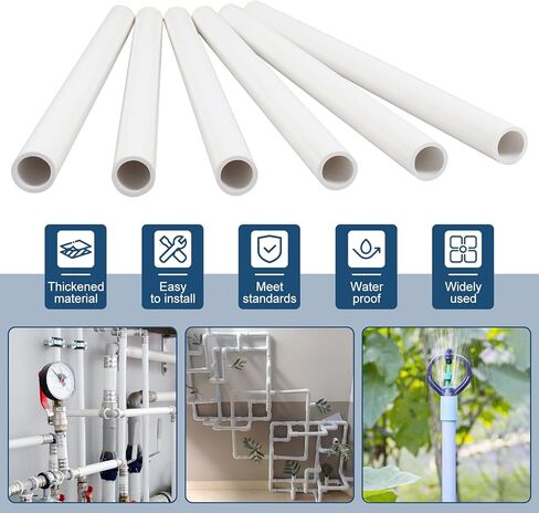 15 حزمة من أنابيب SCH40 PVC مقاس 3/4 بوصة × 17 بوصة، بطول 1.41 قدم، أنابيب سباكة بيضاء من PVC للمياه، والمشروعات اليدوية، وإطارات الحدائق، والدفيئة، والحديقة والاستخدام الصناعي - مقطوعة مسبقًا مع القفازات المتضمنة in Kuwait