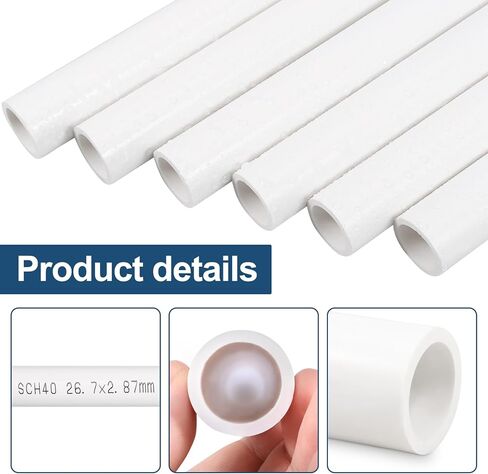 15 حزمة من أنابيب SCH40 PVC مقاس 3/4 بوصة × 17 بوصة، بطول 1.41 قدم، أنابيب سباكة بيضاء من PVC للمياه، والمشروعات اليدوية، وإطارات الحدائق، والدفيئة، والحديقة والاستخدام الصناعي - مقطوعة مسبقًا مع القفازات المتضمنة in Kuwait