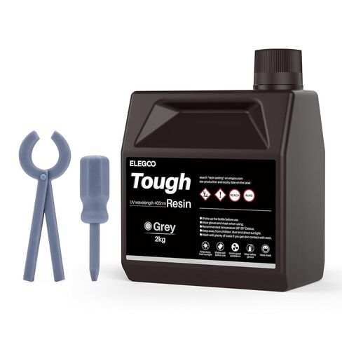 ELEGOO Tough Resin for 3D printing, 3D Printer Resin with High Toughness, High Elasticity, Stable Performance, 405nm UV-Curing 3D Resin for LCD/DLP/MSLA 3D Printer, Grey 1000g in Kuwait