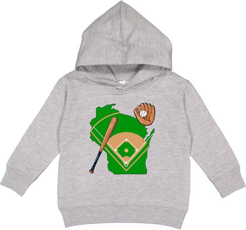 inktastic Wisconsin Baseball with Bat and Glove Toddler Hoodie in Saudi Arabia