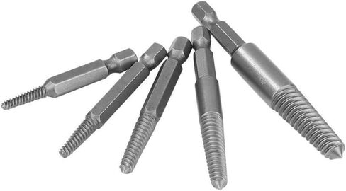 Hex Screw Extractors Set (5-Piece) for Removing Broken, Stripped, Rusted, or Damaged Screws and Bolts in Wood or Metal – Carbon Steel, 1/4-Inch Shank, Sizes #1–#5 in Kuwait