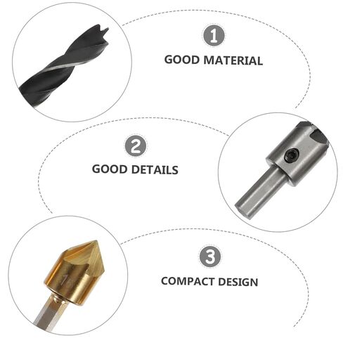 Luxshiny 1Set Woodworking Drilling Tool Countersink Drill Bits Wood Plug Cutter for Construction for DIY Projects Renovation in Kuwait