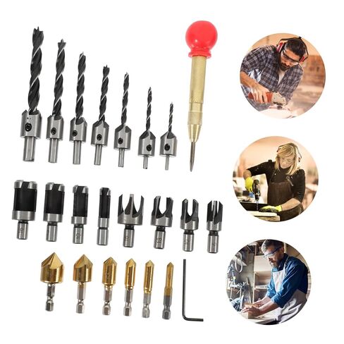 Luxshiny 1Set Woodworking Drilling Tool Countersink Drill Bits Wood Plug Cutter for Construction for DIY Projects Renovation in Kuwait