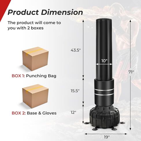 GYMAX Punching Bag, 71" Freestanding Boxing Bag with Gloves, Removable Protective Cover, Fillable Base with Suction Cups, Heavy Bag Stand for Adults, Teens for MMA Muay Thai Fitness in Saudi Arabia