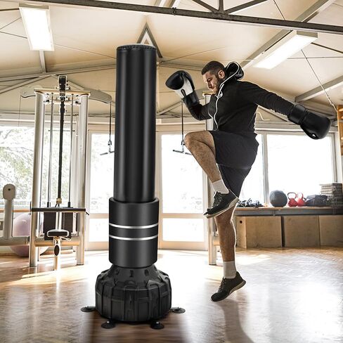 GYMAX Punching Bag, 71" Freestanding Boxing Bag with Gloves, Removable Protective Cover, Fillable Base with Suction Cups, Heavy Bag Stand for Adults, Teens for MMA Muay Thai Fitness in Saudi Arabia